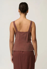 OnceWas II JULIEN Cupro Lace trim cami - rosewood