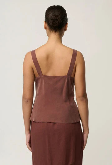 OnceWas II JULIEN Cupro Lace trim cami - rosewood