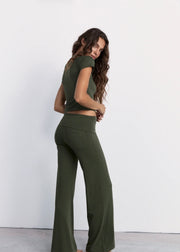Pinky & Kamal II FULL Length YIN Flare - khaki