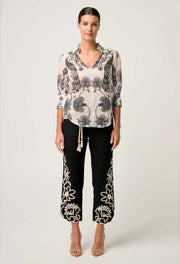 OnceWas II OLEANDER Placement Shirred Collar blouse