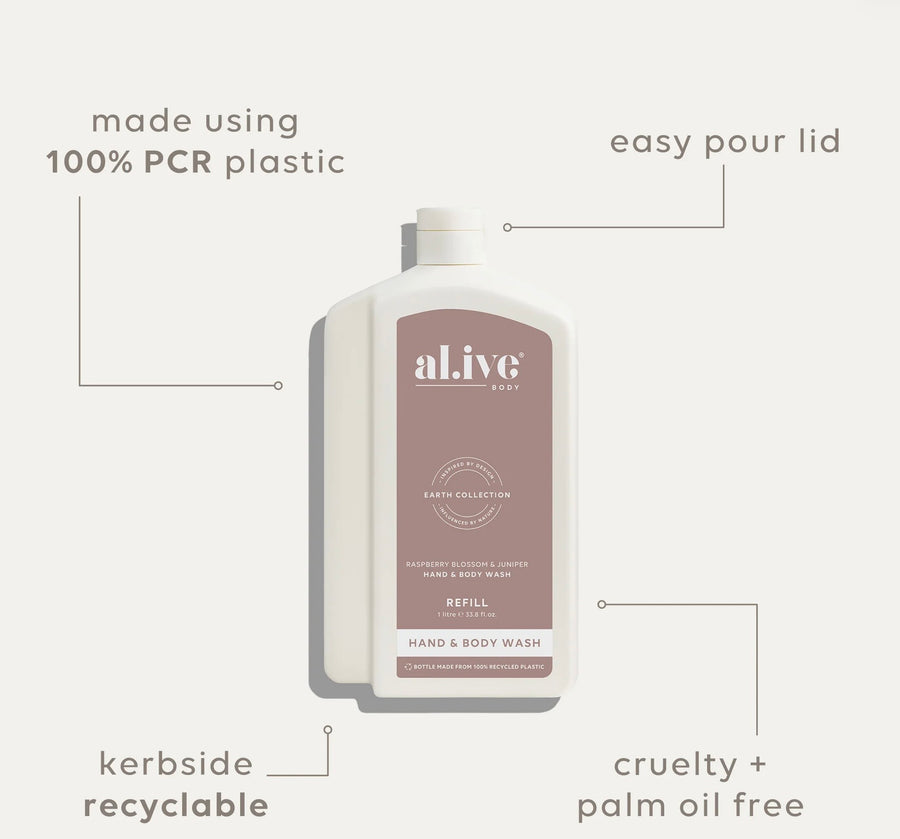 Al.ive II 1lt REFILL Wash - Raspberry Blossom & Juniper