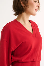 PRIMI II CHARLOTTE V NECK JUMPER - Red