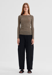 Morrison II MORRI Merino Stripe Round Neck - birch/black