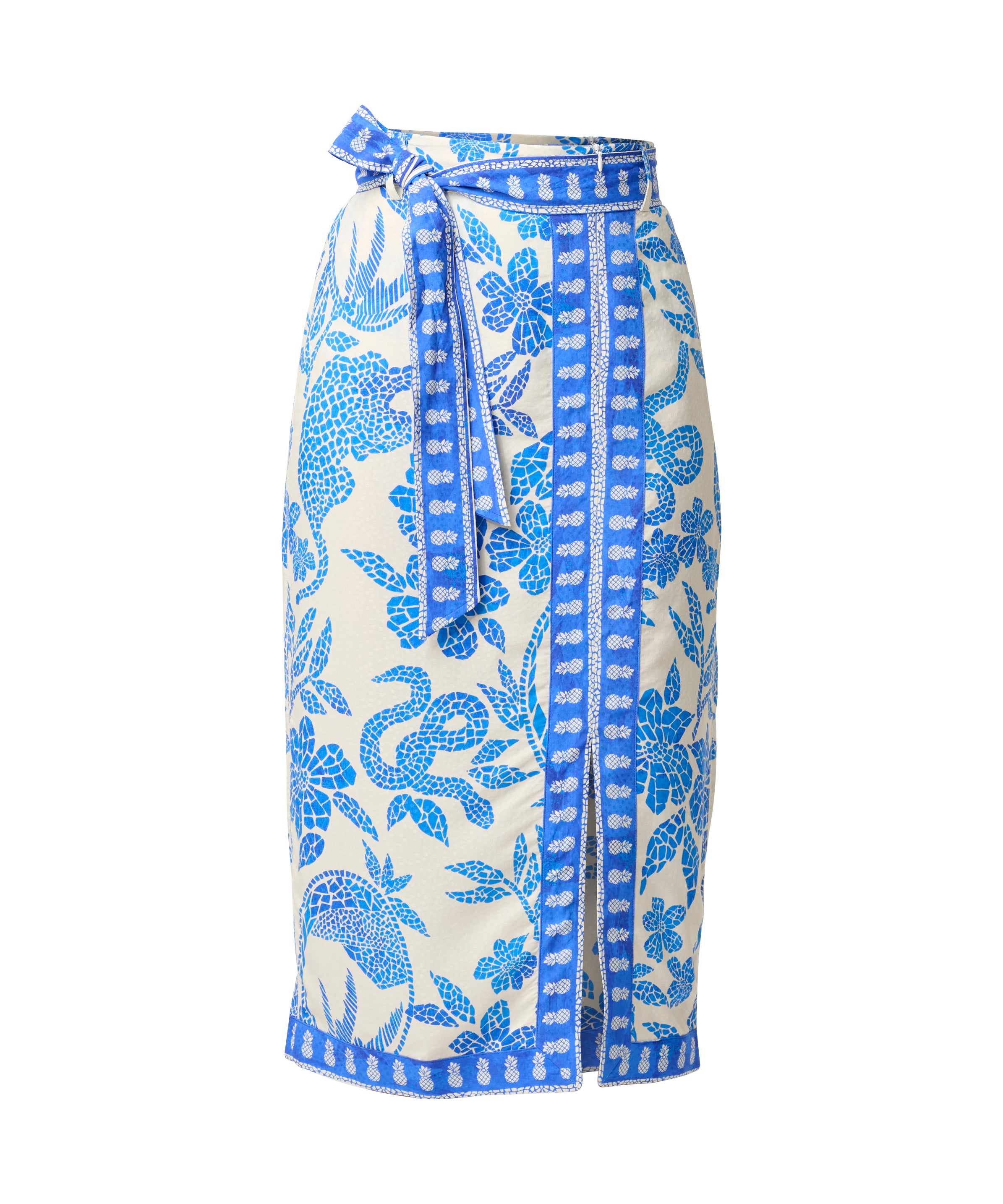 OnceWas II ZENOBIA contrast Dobby midi skirt - azure mosaic