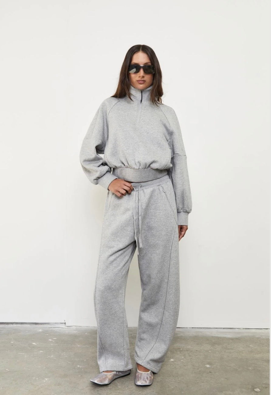 Pinky & Kamal II BARREL FLEECE TRACK PANT - Grey Marle