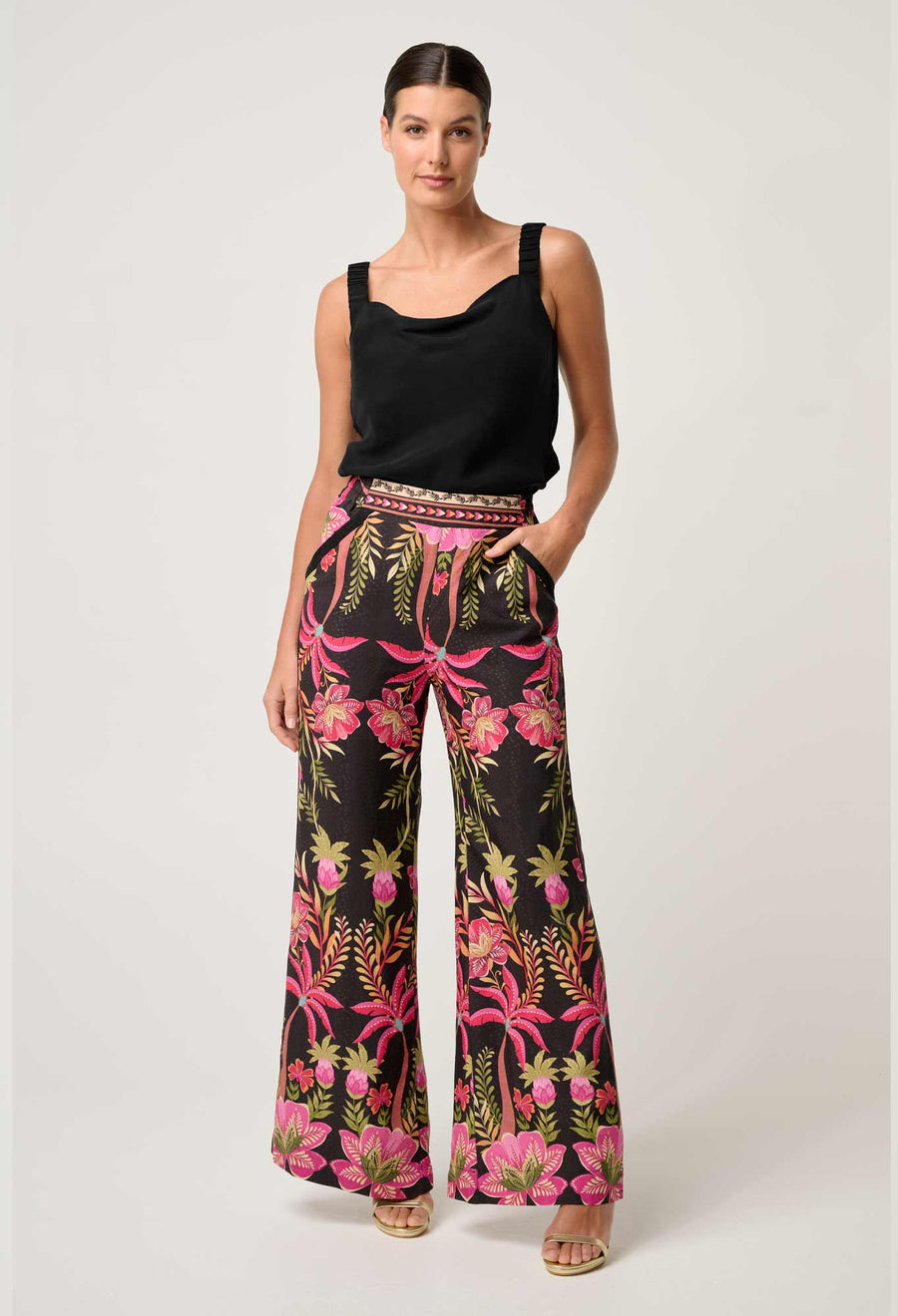 OnceWas II DELRAY Reversible Cupro Cami - Black