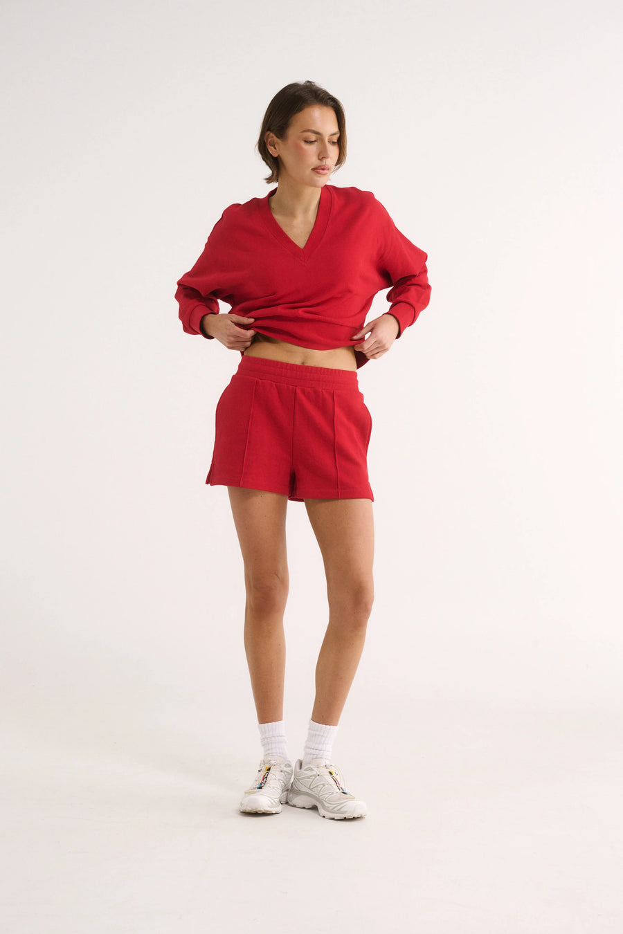 PRIMI II CHARLOTTE V NECK JUMPER - Red