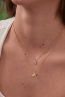 Hand Drawn Star Pendant On Beaded Chain Necklace - Gold