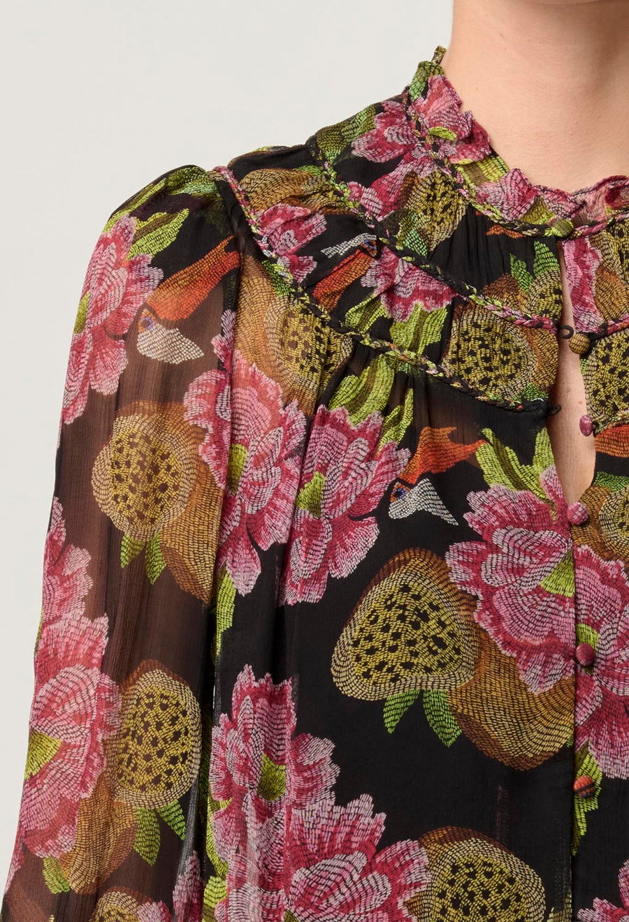 OnceWas II ESTRELLA Chiffon Blouse - Winter Granadilla