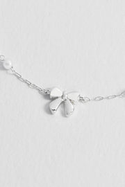 Estella Bartlett II Bow with Pearl Beaded Chain Bracelet - Silver