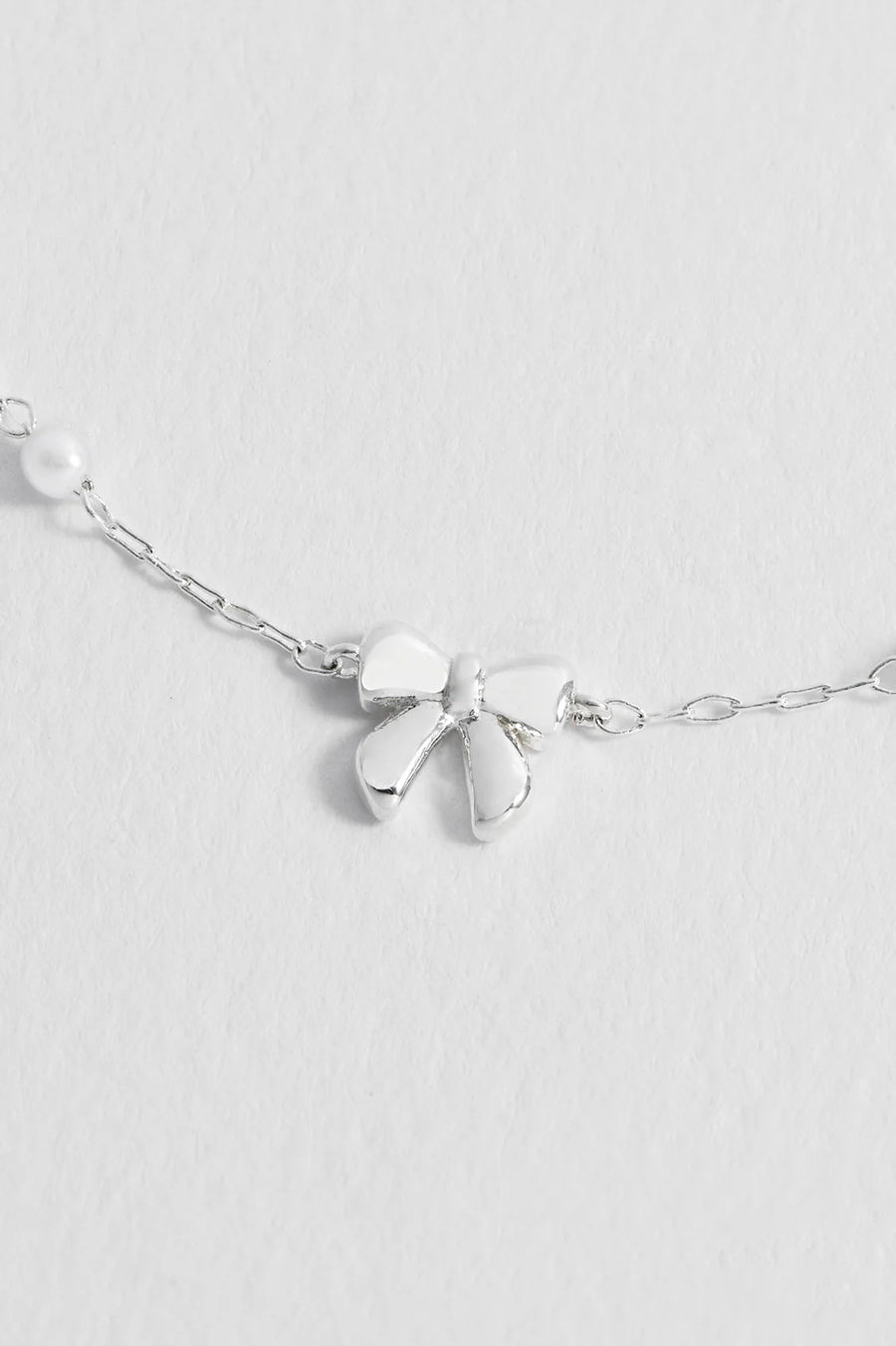 Estella Bartlett II Bow with Pearl Beaded Chain Bracelet - Silver