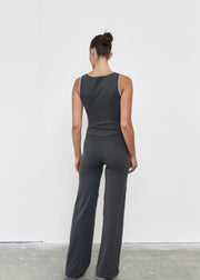 Pinky & Kamal II STRAIGHT Leg Tie Up Pant - grey stripe