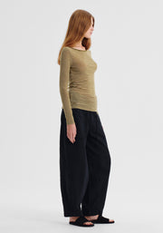 Morrison II MORRI Merino Stripe Round Neck - avocado/birch