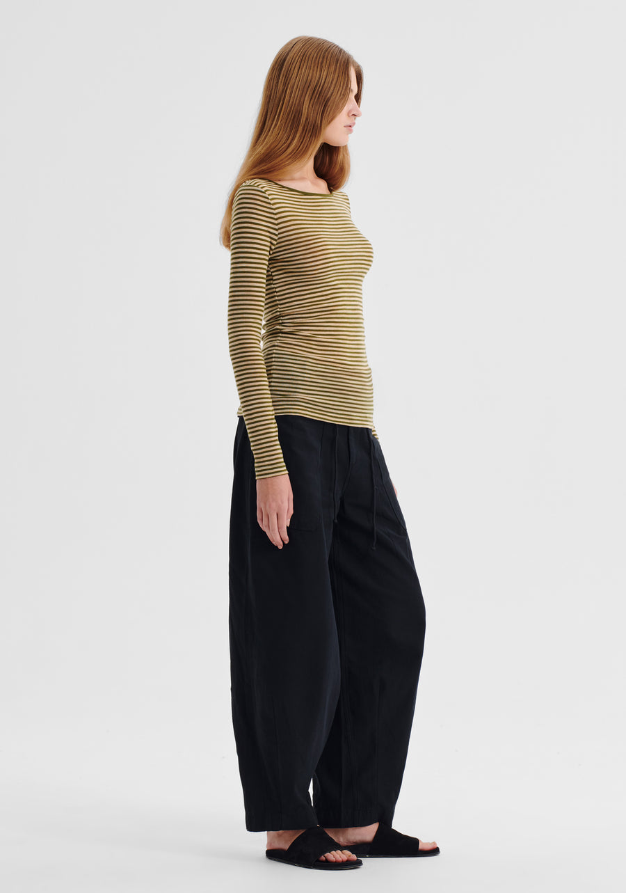 Morrison II MORRI Merino Stripe Round Neck - avocado/birch