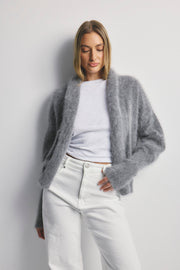 World Od Nomads II ZOE Cropped Open Cashmere Cardigan - Charcoal