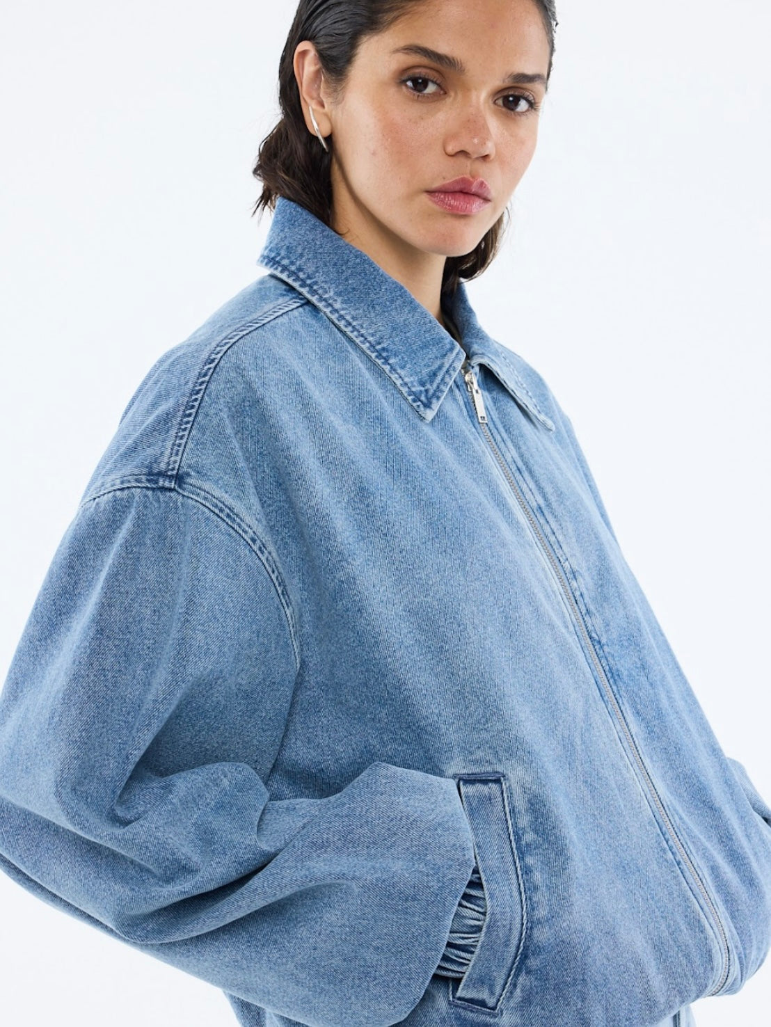 ENA Pelly II HARLOW Denim Bomber - mid blue wash