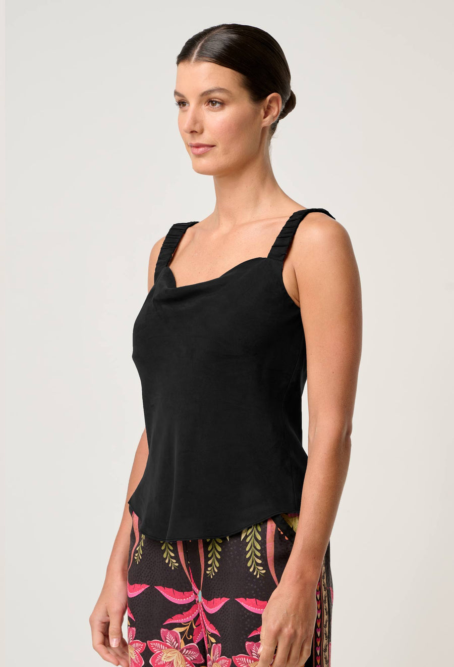 OnceWas II DELRAY Reversible Cupro Cami - Black