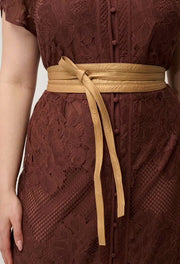 OnceWas II SOLENE Cotton Blend Placement Dress - rosewood