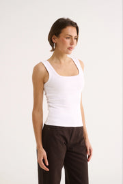 PRIMI II HARMONY SQUARE NECK TANK - White