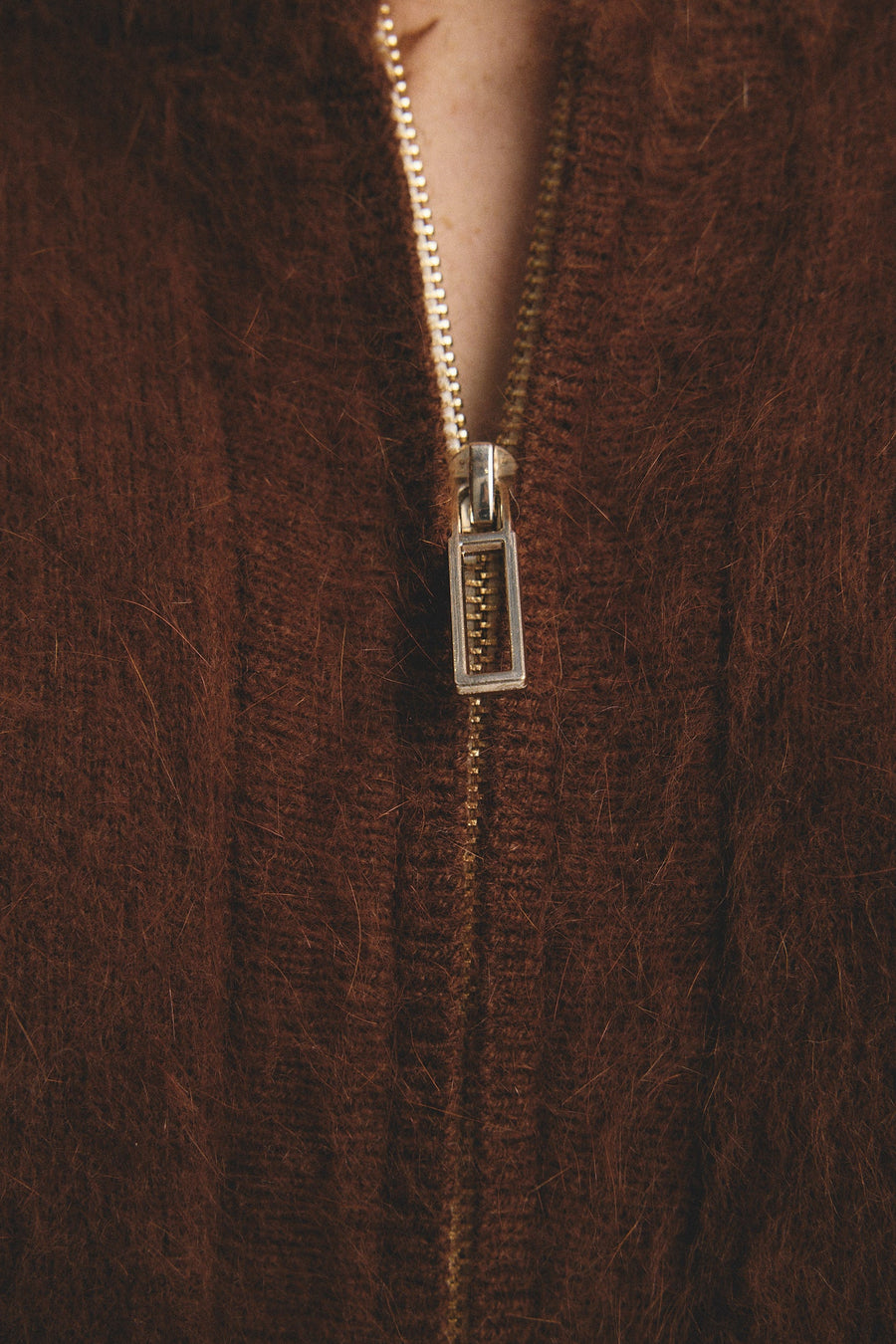 World Of Nomads II FELIX Zip Up Cashmere Bomber - Chocolate