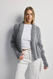 World Od Nomads II ZOE Cropped Open Cashmere Cardigan - Charcoal