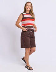 Foxwood II HAVEN STRIPE KNIT VEST TOP - Red