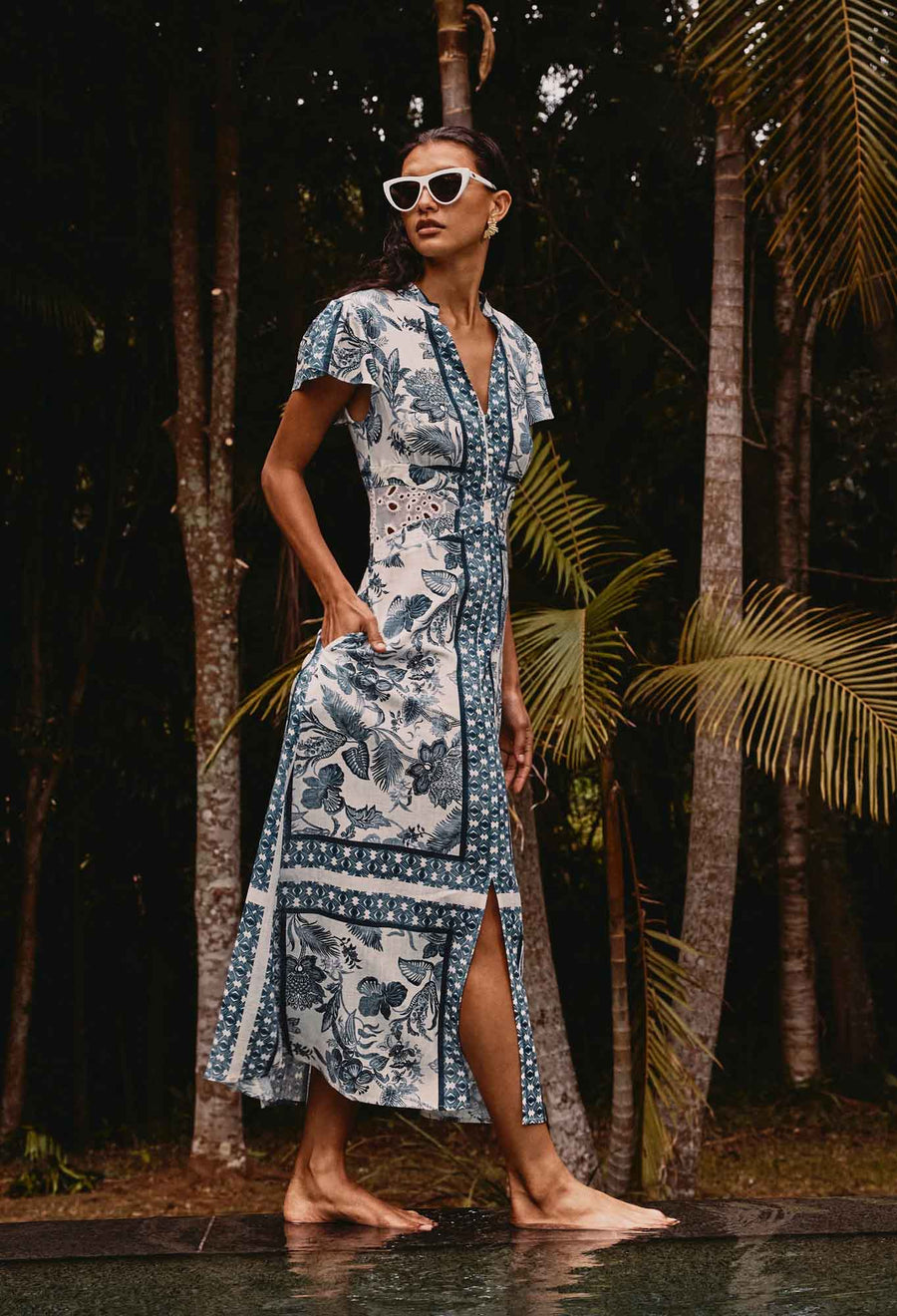 Oncewas II AMOYA Maxi Dress - Ink Flè print