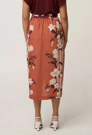 OnceWas II ADRIA FAILLE BUTTON Midi Skirt - amber vine