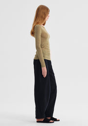 Morrison II MORRI Merino Stripe Round Neck - avocado/birch