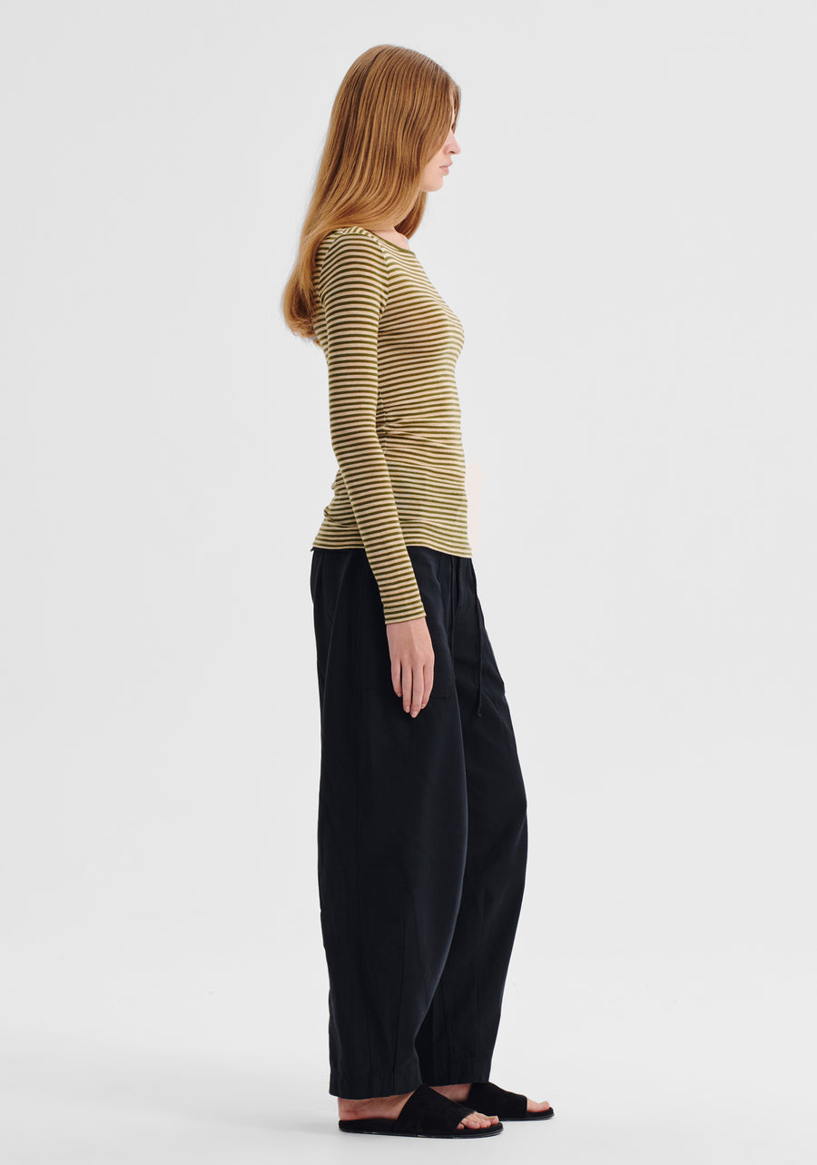Morrison II MORRI Merino Stripe Round Neck - avocado/birch