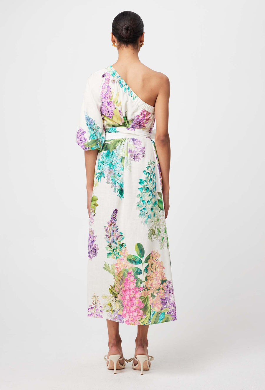 Oncewas II BOHIA Linen Mix Dress - wisteria alba print