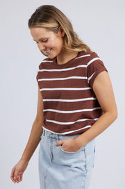 Foxwood II MANLY Strip Tee - Choc/White