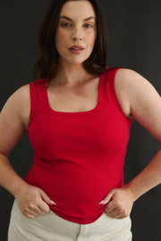 PRIMI II HARMONY SQUARE NECK TANK - Red