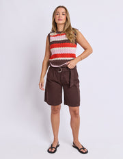 Foxwood II HAVEN STRIPE KNIT VEST TOP - Red