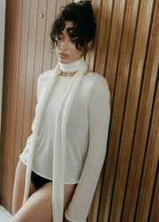 Pinky & Kamal II Light Weight KNIT & SCARF - cream