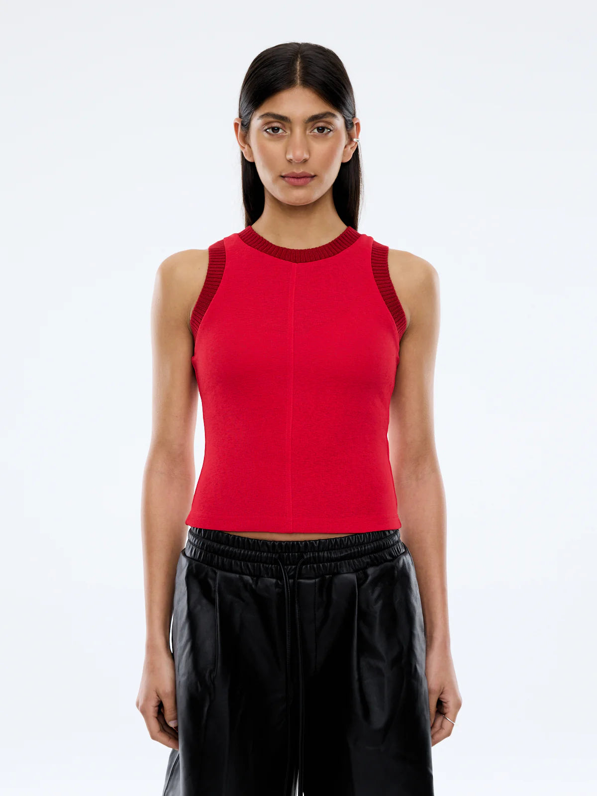 Ena Pelly II SERENA Sheer Tank - sunset red