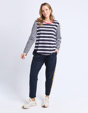 Foxwood II ALL SORTS LONG SLEEVE TOP - Midnight/White Striped