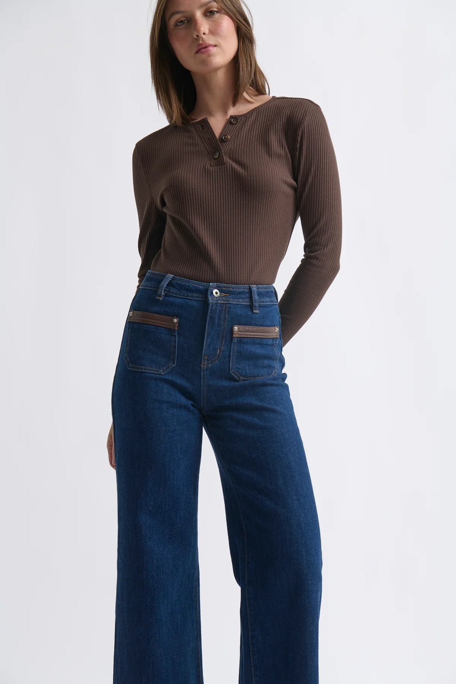 Kireina II HEATHER Ribbed Top - Choc