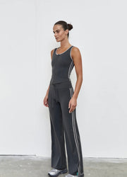 Pinky & Kamal II STRAIGHT Leg Tie Up Pant - grey stripe