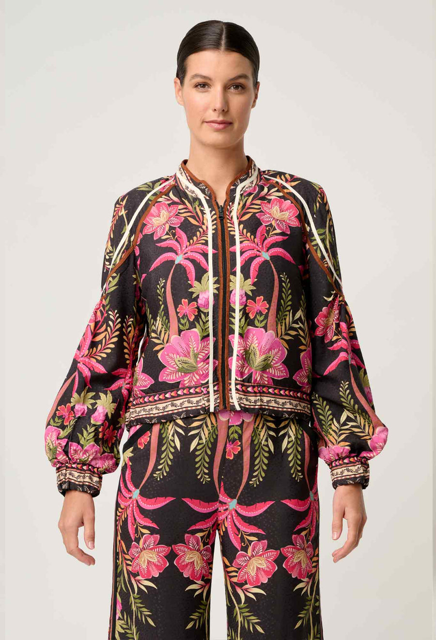 OnceWas II ARABELLA Reversible Viscose Detail Jacket - Anthos Lotos / Black