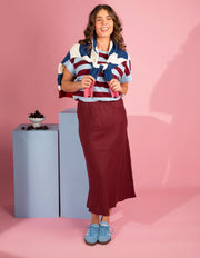 Elm Lifestyle II ELENI Bias Linen Skirt - plum