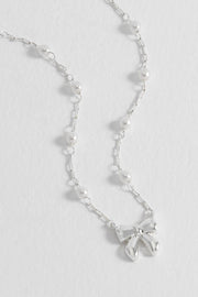 Estella Bartlett II Pearl And Bow Chain Necklace - Silver