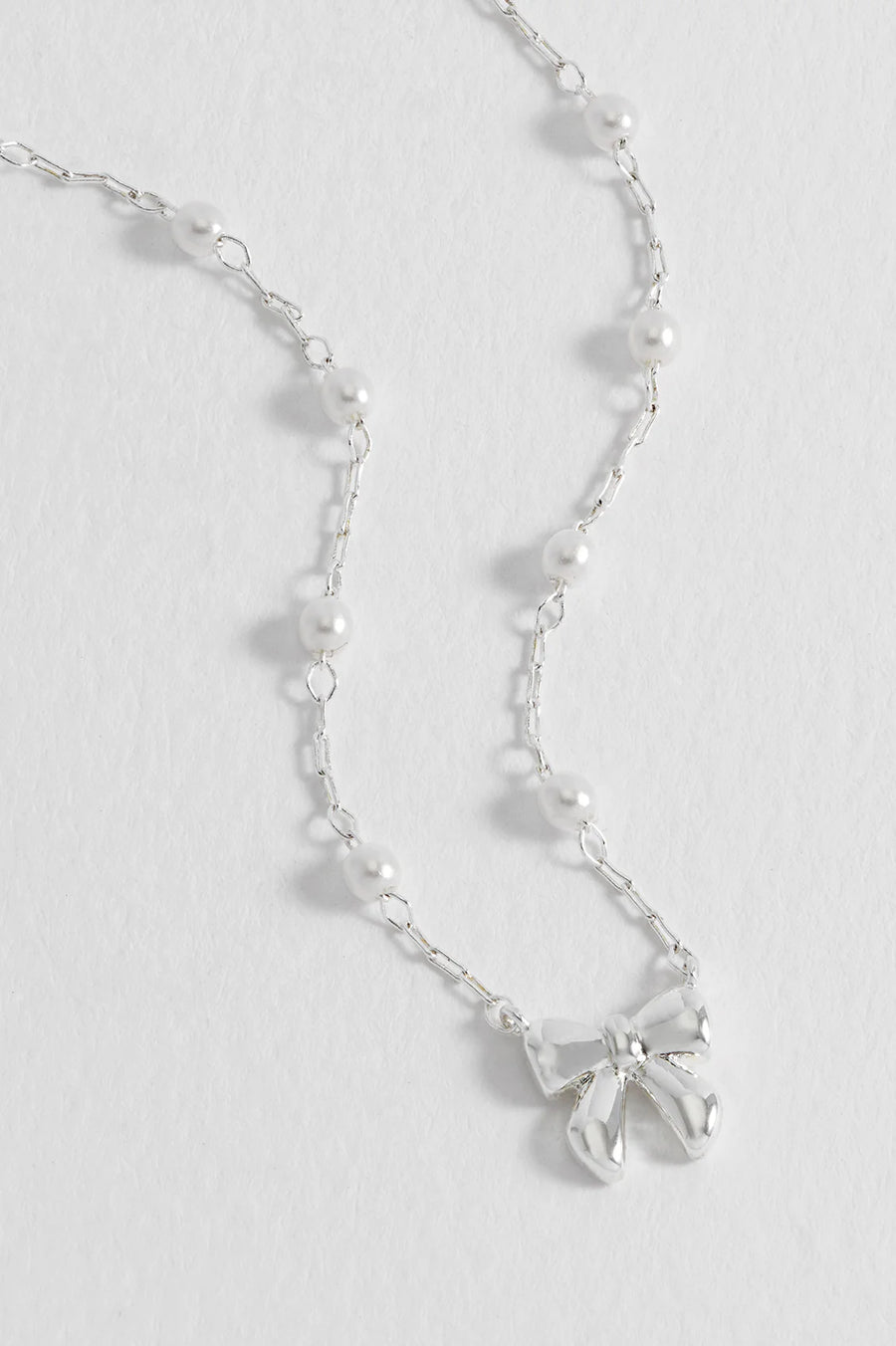 Estella Bartlett II Pearl And Bow Chain Necklace - Silver