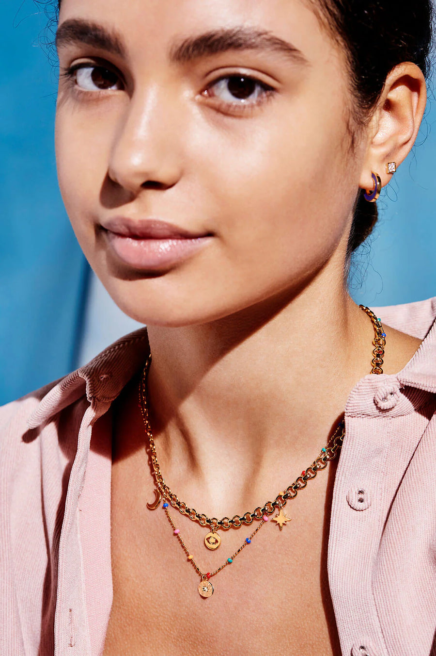 Estella Bartlett II CZ Pendant Rainbow Beaded Necklace