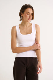 PRIMI II HARMONY SQUARE NECK TANK - White