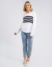 Elm II BYRON L/S Tee - white/navy stripe