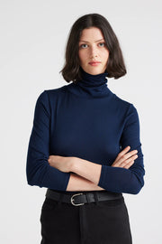 Toorallie Merino Turtle Neck Merino Tee Navy