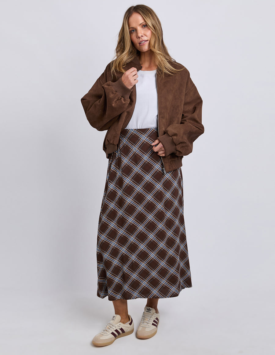 Foxwood II EDISON Check Skirt - choc