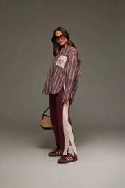 ARAMINTA JAMES II ALPINE Cotton Stripe Shirt - Red wine