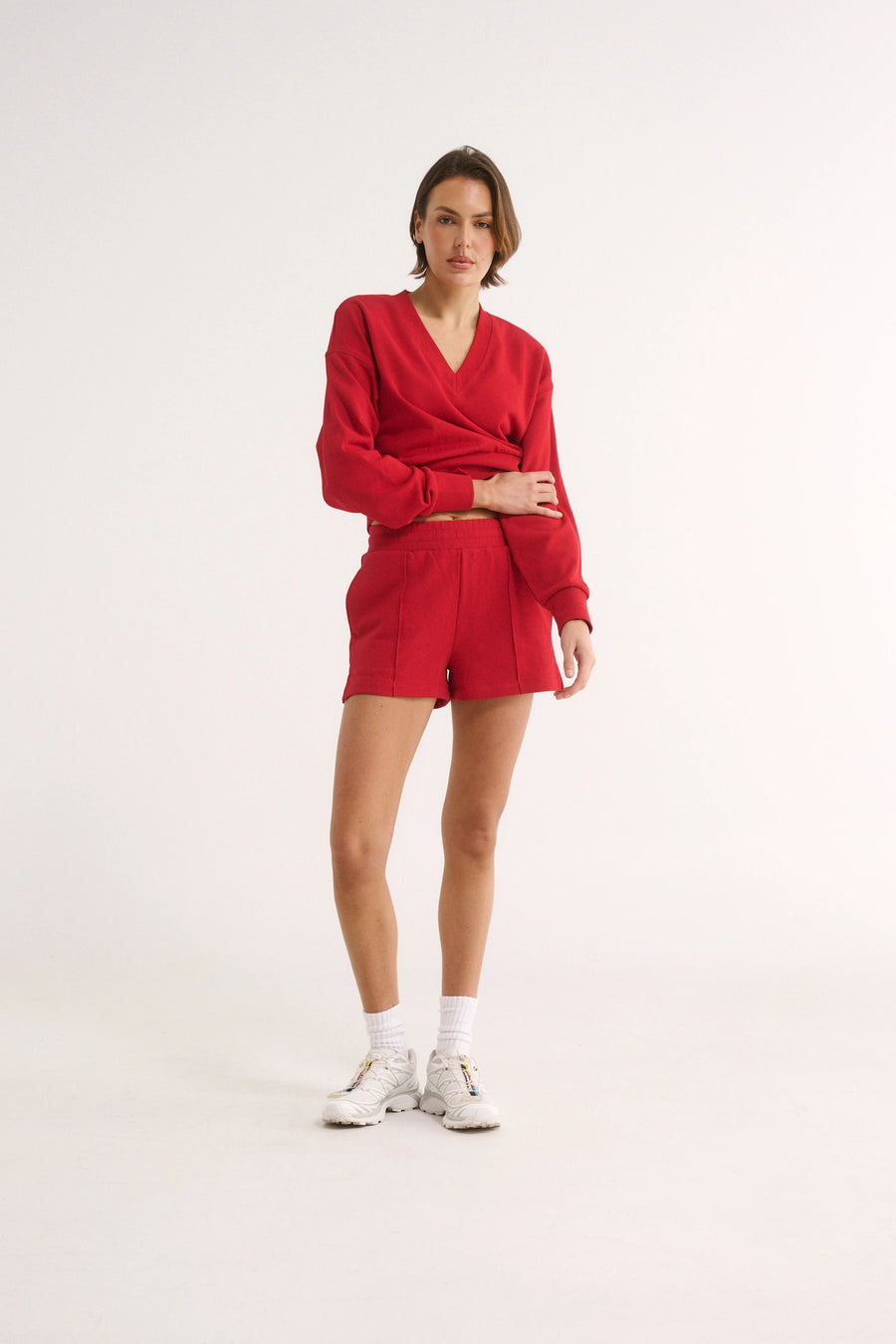 PRIMI II CHARLOTTE V NECK JUMPER - Red
